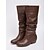 abordables Botas holgadas-Botas altas hasta la rodilla de piel sintética marrón oscuro para mujer: elegantes botas de tacón bajo para looks de otoño e invierno.