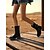 abordables Bottines-Bottes mi-mollet en daim pour femmes avec sangles à boucle, chaussures à talons bas confortables de style rétro décontracté pour le streetwear urbain et les tenues de tous les jours