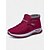 economico Stivali di neve e inverno-scarpe da ginnastica invernali da donna in caldo pile foderato color bordeaux – racchette da neve impermeabili e antiscivolo per passeggiate all&#039;aperto e clima freddo