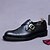 billige Klassiske Pensko-Herresko i svart ekte skinn med munkestropper – første lag med kuskinn med krokodilletekstur og brogue-detaljer, klassiske formelle forretningssko for kontor, bryllup og profesjonelle anledninger