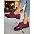 economico Slip-ons e mocassini da donna-mocassini da donna in pelle scamosciata e vernice bordeaux – scarpe slip-on con fiocco e tacco basso per uscite casual, abbigliamento da lavoro e street style autunnale