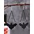 abordables Accesorios de Halloween-Conjunto de collar y pendientes de murciélago de Halloween para mujer: gargantilla de encaje negro con piedras preciosas rojas y colgantes de murciélago, perfecto para fiestas y disfraces de Halloween.