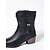 baratos Cowboy &amp; Western Boots-Botas femininas de couro sintético preto com detalhes de borlas e estampa de crocodilo, saltos grossos para um estilo urbano