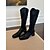 abordables Bottes de cheval-Bottes d&#039;équitation hautes en cuir véritable pour femmes - Bottes de style équestre à bout carré et talon bloc de mode urbaine pour des tenues chics et décontractées