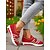 abordables Baskets femme-Baskets Flyknit rouges à enfiler pour femme avec détail chaîne – Chaussures de marche légères à rayures pour le shopping, Noël et les loisirs
