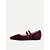 ieftine Pantofi Joși de Damă-Pantofi sport damă cu vârful ascuțit, din catifea vișinie, cu barete duble – pantofi eleganți, stil retro șic, pentru petreceri de Crăciun, evenimente de sărbători și reuniuni festive