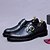 billige Klassiske Pensko-Herresko i svart ekte skinn med munkestropper – første lag med kuskinn med krokodilletekstur og brogue-detaljer, klassiske formelle forretningssko for kontor, bryllup og profesjonelle anledninger