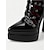 cheap Platform Boots-Women's Gothic Hollow Out Knee High Boots, Retro Platform Lace Up Heeled Boots with Cutout Design, Stylish Costume Footwear for Halloween Party Outfits