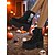 baratos Para mulheres-Botas plataforma femininas de camurça preta gótica - botas de cano curto com salto grosso e cadarço com bordado de esqueleto para Halloween, cosplay de outono &amp;roupa de festa