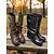 cheap Fashion Boots-Women&#039;s Brown Knee-High Riding Boots - Faux Leather Slouchy Equestrian Style with Buckle Straps and Low Block Heel, Casual Fall Winter Footwear for Outdoor Events, Festivals and Everyday Wear