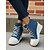 economico Sneakers da donna-sneakers da donna in denim con zeppa, allacciatura frontale e cerniera laterale, scarpe casual alte con plateau per l&#039;uso quotidiano