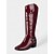 abordables Bottes à la mode-Bottes hautes en similicuir verni bordeaux pour femme – style rétro moderne avec bout carré et boucle tendance, idéales pour les tenues d&#039;automne, les looks vintage et les événements mode