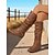 abordables Botas holgadas-Botas altas hasta la rodilla de piel sintética negra para mujer, con detalle de cremallera lateral y hebilla, ideal para montar a caballo y otoño.
