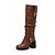 abordables Botas holgadas-Botas altas hasta la rodilla holgadas de piel sintética negra para mujer con hebillas y tacones de bloque: botas holgadas de moda para otoño e invierno para uso diario, estilo urbano y conjuntos