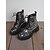 abordables Botas de combate-Botas de combate con estampado de leopardo y purpurina para mujer, con suela gruesa: botines con cordones de moda para mujer, ropa urbana y conjuntos casuales.