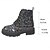 abordables Botas de combate-Botas de combate con estampado de leopardo y purpurina para mujer, con suela gruesa: botines con cordones de moda para mujer, ropa urbana y conjuntos casuales.