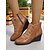 abordables Bottines-Bottines compensées en similicuir marron pour femme avec fermeture éclair latérale – bottines à lacets décontractées et confortables pour le travail, le shopping et les voyages