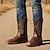 cheap Cowboy &amp; Western Boots-Men's Two-Tone Faux Leather Western Cowboy Boots – Classic Embroidered Design, Durable Construction, Perfect for Riding, Outdoor, and Casual Wear