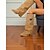 abordables Bottes à la mode-Bottes à tige repliable en daim pour femmes avec anneau en métal - Design tendance à hauteur du genou, chaussures de style urbain tendance pour les tenues de ville décontractées et modernes pour