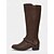 abordables Botas para montar-Botas marrones extra anchas hasta la rodilla para mujer con cremallera lateral y hebilla: botas de montar casuales y cómodas para el trabajo, la calle y el uso diario.
