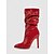 levne Slouch Boots-Dámské červené lakované kotníkové boty na jehlovém podpatku z umělé kůže se zapínáním na zip - stylová obuv na podpatku pro každodenní nošení, do nočních klubů i na diskotéku