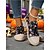 tanie Dla kobiet-Damskie espadryle z płótna z motywem czaszki i podeszwą z juty – sznurowane buty sportowe na Halloween w stylu gotyckim, do jesiennych stylizacji i codziennej wygody