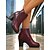 ieftine Botine-Ghete de damă din piele ecologică bordo cu toc bloc și textură crocodil - birou elegant de toamnă &amp;ghete casual