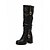 abordables Botas holgadas-Botas altas hasta la rodilla holgadas de piel sintética negra para mujer con hebillas y tacones de bloque: botas holgadas de moda para otoño e invierno para uso diario, estilo urbano y conjuntos
