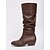 abordables Botas holgadas-Botas altas hasta la rodilla de piel sintética marrón oscuro para mujer: elegantes botas de tacón bajo para looks de otoño e invierno.