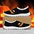 abordables Zapatos para Hombres-Zapatillas de malla negras sin cordones para hombre con estampado de cara de calabaza: zapatos ligeros e informales con temática de Halloween para fiestas, ropa de calle y uso diario.