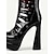 cheap Platform Boots-Women's Gothic Hollow Out Knee High Boots, Retro Platform Lace Up Heeled Boots with Cutout Design, Stylish Costume Footwear for Halloween Party Outfits