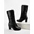 baratos Botas da moda-Botas femininas pretas de salto médio com cadarço – botas urbanas chiques de couro sintético estilo vitoriano para uso casual de rua, passeios de outono e estilo diário
