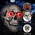 abordables Halloween-Cabezas de calavera parlantes de Halloween: calavera de ojos rojos iluminada, decoración de esqueleto iluminado con temática de Halloween, decoraciones festivas de Halloween con ojos rojos para fiesta