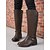 abordables Botas para montar-Botas negras extra anchas hasta la rodilla para mujer con cremallera lateral y hebilla: botas de montar clásicas informales para el trabajo, viajes y atuendos al aire libre.