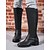 abordables Botas para montar-Botas marrones extra anchas hasta la rodilla para mujer con cremallera lateral y hebilla: botas de montar casuales y cómodas para el trabajo, la calle y el uso diario.