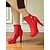 tanie Buty platformowe-Damskie czerwone botki ze sztucznej skóry na obcasie typu szpilka z zawieszką z kryształków - eleganckie botki na imprezę jesienią, zimą i na randki