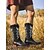baratos Cowboy &amp; Western Boots-Botas de cowboy femininas marrons com bordado floral branco, bico quadrado e salto baixo confortável para uso casual no campo