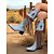 economico Stivali da cowboy e occidentali-stivali da cowboy con frange western blu e marroni da donna - stivali alti fino al ginocchio in similpelle ricamata per stile rodeo, concerti country e abiti da festival