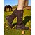 abordables Botas para montar-Botas de montar hasta la rodilla de piel sintética marrón para mujer con hebillas y cordones: calzado rústico y elegante de inspiración ecuestre para montar a caballo, paseos por el campo y salidas