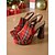 cheap Nightlife Party-Women&#039;s Red Tartan Platform Heeled Sandals - Peep Toe Chunky High Heels for Nightlife and Christmas Holiday Parties