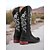baratos Cowboy &amp; Western Boots-Botas de cowboy femininas marrons com bordado floral branco, bico quadrado e salto baixo confortável para uso casual no campo
