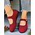baratos Sapatilhas de mulher-sapatilhas mary jane vermelhas femininas com tira de fivela ajustável, sola antiderrapante confortável, roupa casual e festiva de natal