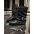 abordables Cowboy et bottes occidentales-Bottines en similicuir noir pour femme avec bordure cloutée, bride à boucle et coutures western, chaussures de mode urbaine tendance