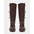 abordables Botas para montar-Botas de montar hasta la rodilla de piel sintética marrón para mujer con hebillas y cordones: calzado rústico y elegante de inspiración ecuestre para montar a caballo, paseos por el campo y salidas
