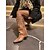 abordables Bottes à la mode-Bottes hautes marron pour femmes avec tige repliable et sangles à double boucle, chaussures de mode urbaine élégantes