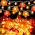 cheap Decorative Lights-10/20/40 LED Maple Leaf Pumpkin String Lights Battery Powered Autumn Theme Decoration for Halloween Christmas Thanksgiving Holiday Home Courtyard Decoration