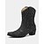 baratos Cowboy &amp; Western Boots-Botas femininas curtas de cowboy estilo western marrom escuro com padrões bordados em branco, bico fino e salto baixo para dança country e trajes casuais
