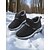 economico Stivali di neve e inverno-scarpe da ginnastica invernali da donna in caldo pile foderato color bordeaux – racchette da neve impermeabili e antiscivolo per passeggiate all&#039;aperto e clima freddo