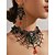 billige Halloween-tilbehør-Halloween-sett med edderkopp og hodeskalle – svart blondenettdesign med rød perle, perfekt for Halloween-fester og kostymer