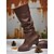 abordables Botas holgadas-Botas altas hasta la rodilla de piel sintética marrón oscuro para mujer: elegantes botas de tacón bajo para looks de otoño e invierno.